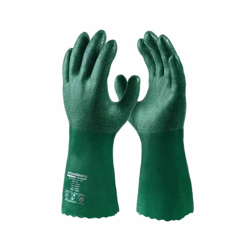 Luva Nitrilica Verde Com Forro Atomgrips